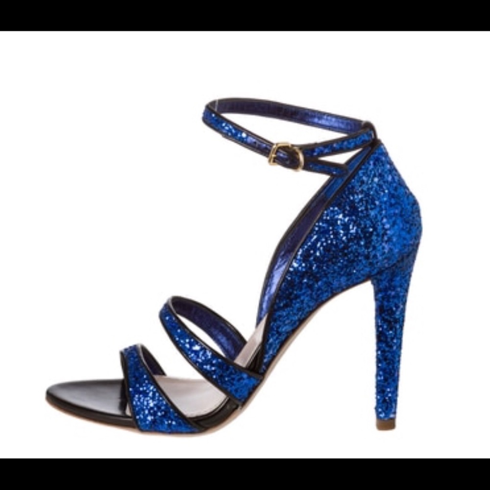 Miu Miu Blue Glitter Strappy Heels